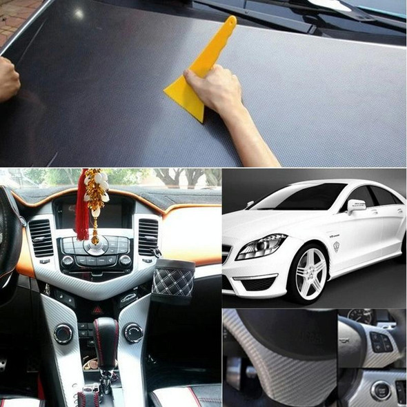 Car Decorative 3D Carbon Fiber PVC Sticker, Size: 152cm x 50cm(White)