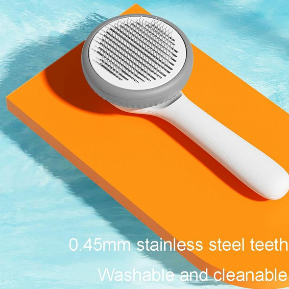 Cat Hair Removal Needle Comb Pet Cleaning Bath Comb(Gray  And White)