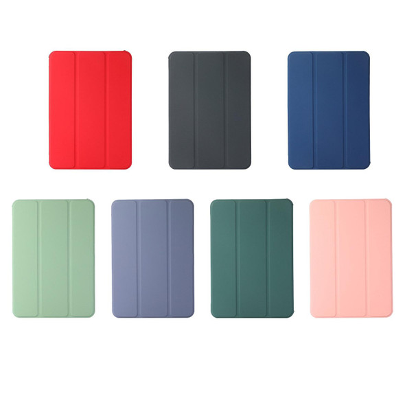 3-folding Skin Texture Horizontal Flip TPU + PU Tablet Leatherette Case with Holder - iPad mini 6(Navy Blue)