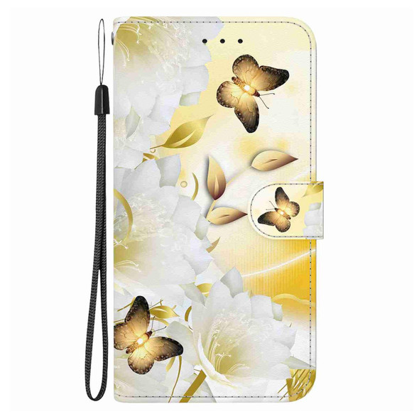 For Sony Xperia 1 III Crystal Texture Colored Drawing Leatherette Phone Case(Gold Butterfly Epiphyllum)