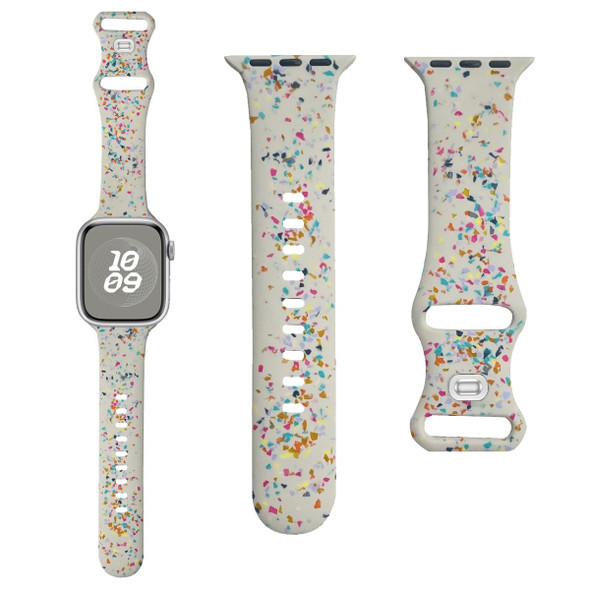 For Apple Watch SE 2022 44mm Floral Silicone Watch Band(Starlight)