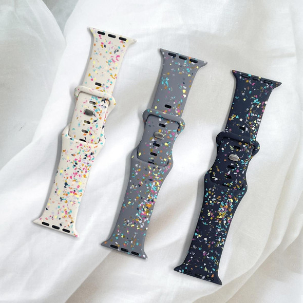 For Apple Watch Serie 5 40mm Floral Silicone Watch Band(Starlight)