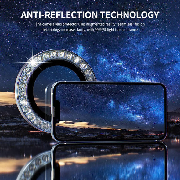 For iPhone 13 / 13 mini ENKAY AR Anti-reflection Individual Diamond Ring Camera Lens Glass Full Film(Deep Green)