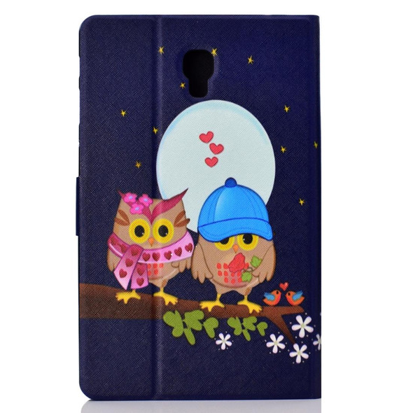 Electric Horizontal Flat Painted Leatherette Case with Pen Cover & Card Slot & Holder(Couple Owls)