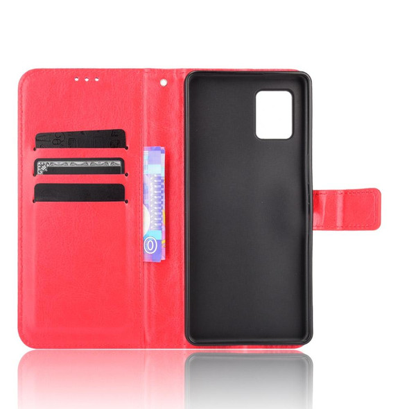 Aquos Zero6 Crazy Horse Texture Horizontal Flip Leatherette Case with Holder & Card Slots & Lanyard(Red)