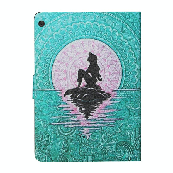 For Lenovo Tab M10 X605F X505 Colored Drawing Pattern Horizontal Flip Leatherette Case with Holder & Card Slots(Mermaid)