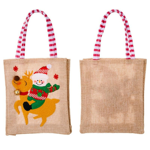 Christmas Decoration Riding Deer Tote Bag Kids Candy Cartoon Gift Bag, Style: Striped Snowman