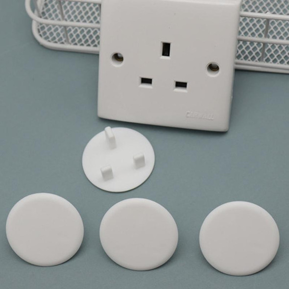 UK 3-Hole Socket Protective Cover Protective Cover For Infant And Toddler Electricity Shock Prevention Power Supply, Style: Round Thin White