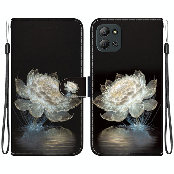 For Infinix Hot 11 2022 Crystal Texture Colored Drawing Leatherette Phone Case(Crystal Peony)