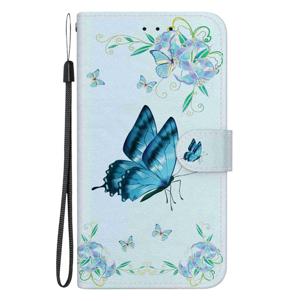 For OPPO K11x / OnePlus Nord CE 3 Lite Crystal Texture Colored Drawing Leatherette Phone Case(Blue Pansies)