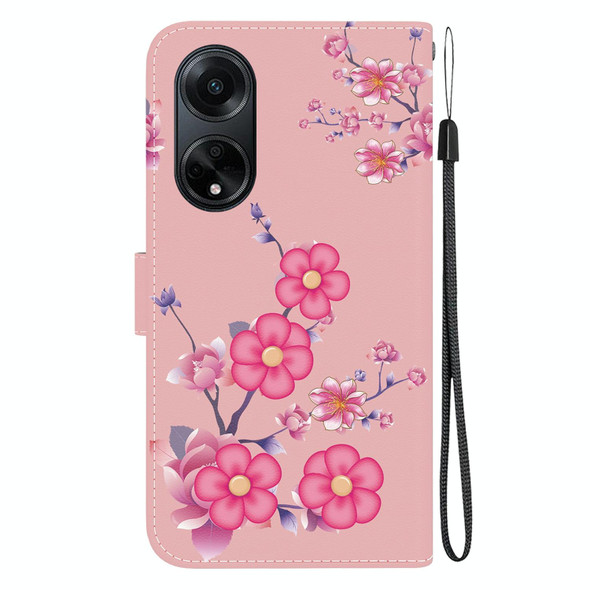 For OPPO A98 5G / F23 5G Indian Crystal Texture Colored Drawing Leatherette Phone Case(Cherry Blossoms)