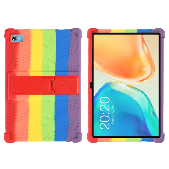 For Teclast M40 Plus Shockproof Silicone Tablet Protective Case with Holder(Rainbow)