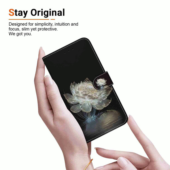 For OPPO Reno7 5G Global Crystal Texture Colored Drawing Leatherette Phone Case(Crystal Peony)