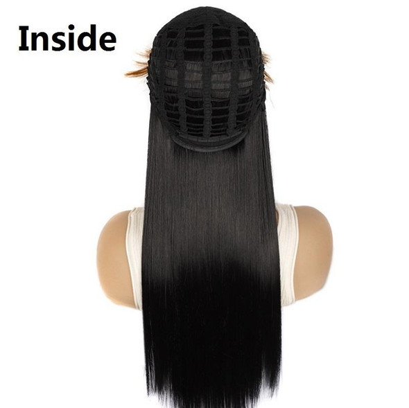 Color Bleaching And Dyeing Double Sideburns With Bangs Long Straight Hip-Hop Wig(Smoke Pink Bleaching Black)