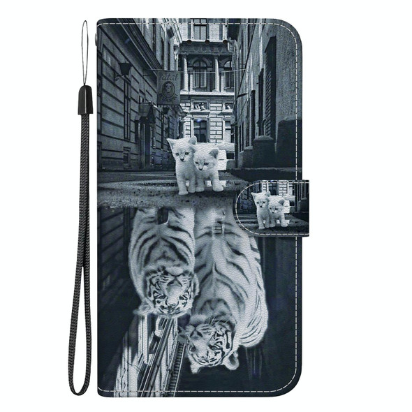 For Tecno Camon 20 Pro 4G / 20 Crystal Texture Colored Drawing Leatherette Phone Case(Cat Tiger Reflection)