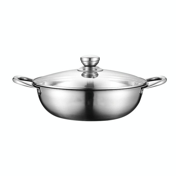 304 Stainless Steel Extra Thick Hot Pot Thickened Bottom Grid Pot 30cm with Cover