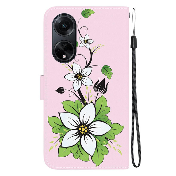 For OPPO A98 5G / F23 5G Indian Crystal Texture Colored Drawing Leatherette Phone Case(Lily)