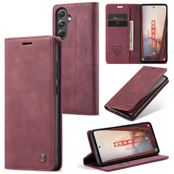 For Samsung Galaxy S23 FE CaseMe 013 Multifunctional Horizontal Flip Leatherette Phone Case(Wine Red)