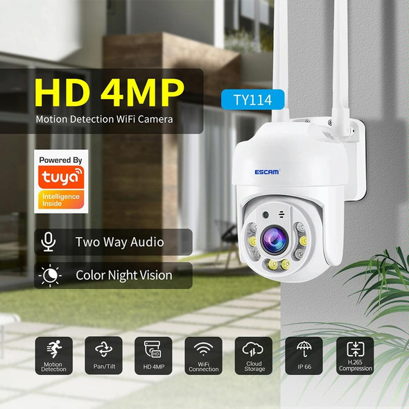 ESCAM TV114 4MP WiFi Camera Support Two-Way Voice & Night Vision & Motion Detection, Specification:EU Plug