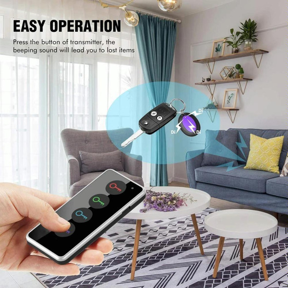 Smart Remote Wireless Key Finder with LED Flashlight, 1 RF Transmitter and 4 Receivers