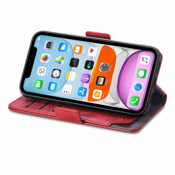 CaseNeo Business Splicing Dual Magnetic Buckle Horizontal Flip PU Leatherette Case with Holder & Card Slots & Wallet - iPhone XR(Red)