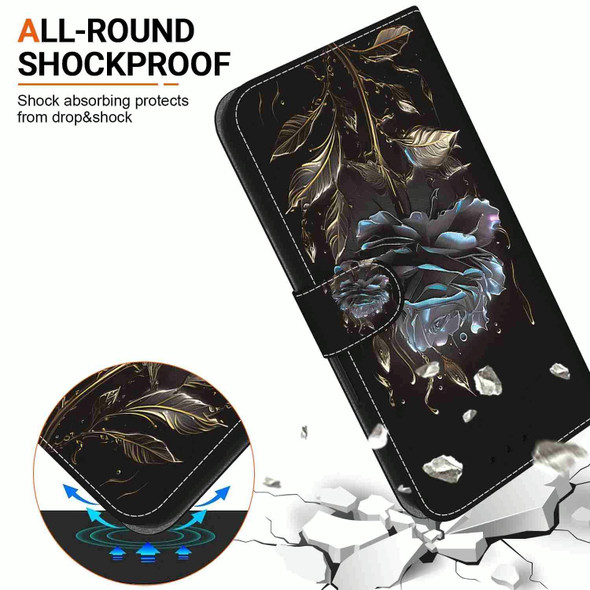For Motorola Edge 20 Pro Crystal Texture Colored Drawing Leatherette Phone Case(Black Rose)
