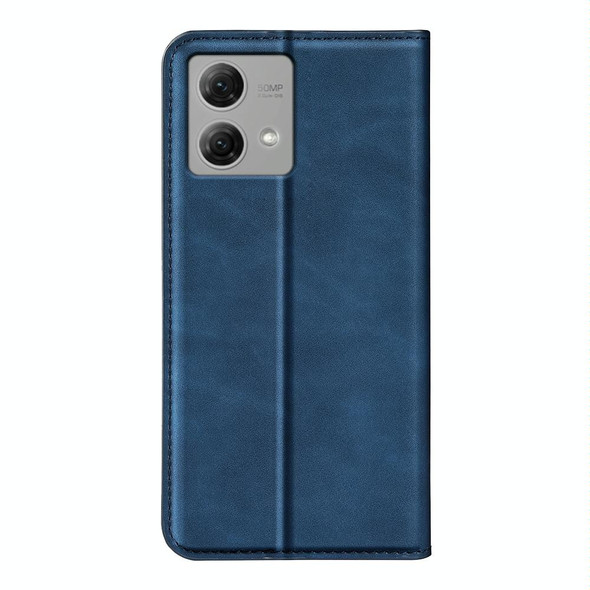 For Motorola Moto G84 Retro-skin Magnetic Suction Leatherette Phone Case(Dark Blue)