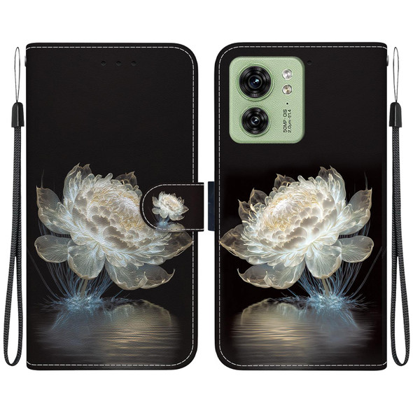 For Motorola Edge 40 Crystal Texture Colored Drawing Leatherette Phone Case(Crystal Peony)