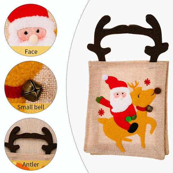 Christmas Decoration Riding Deer Tote Bag Kids Candy Cartoon Gift Bag, Style: Antlers Snowman