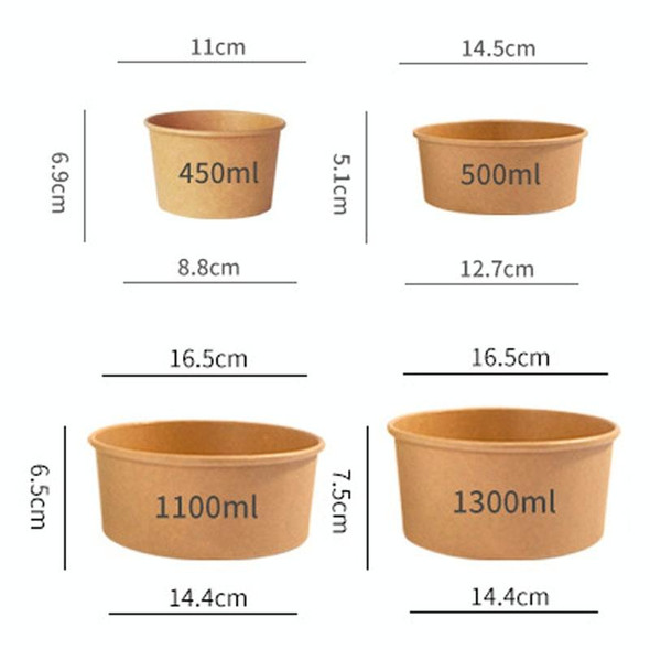 1300ml Disposable Single PE Laminated Paper Bowl Round Soup Bowl Packed Fast Food Boxes(Vellum Bowl)