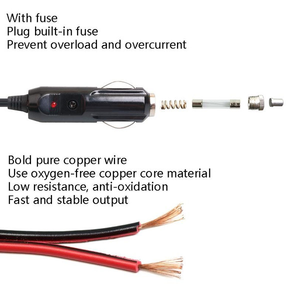 Car Compressor Refrigerator Line 12/24V Semiconductor Refrigerator Power Cord Cigarette Lighter Line, Specification: Without Switch 2m