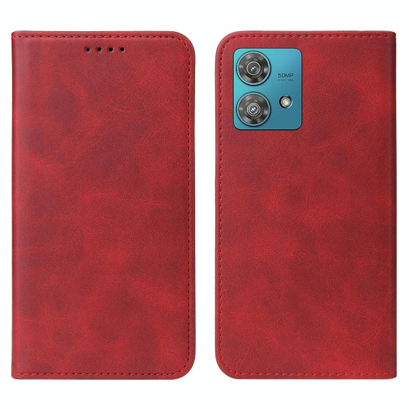 For Motorola Edge 40 Neo Magnetic Closure Leatherette Phone Case(Red)