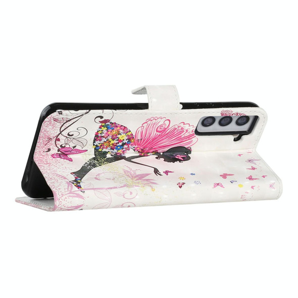 For Samsung Galaxy S21 FE 5G Oil Embossed 3D Drawing Leatherette Phone Case(Flower Fairy)