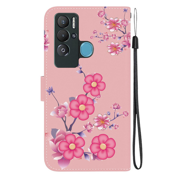 For Tecno Pova Neo LE6 Crystal Texture Colored Drawing Leatherette Phone Case(Cherry Blossoms)