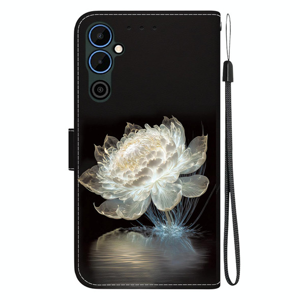 For Tecno Pova Neo 2 Crystal Texture Colored Drawing Leatherette Phone Case(Crystal Peony)