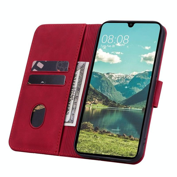 For Google Pixel 6 Business Diamond Buckle Leatherette Phone Case with Lanyard(Wine Red)