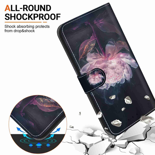 For Realme 11 5G Crystal Texture Colored Drawing Leatherette Phone Case(Purple Peony)