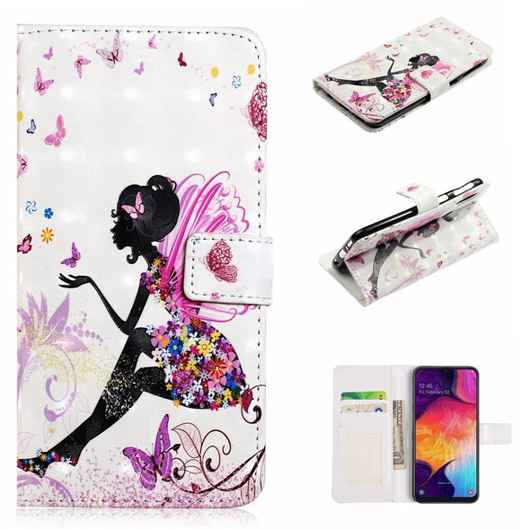 For Samsung Galaxy A40 Oil Embossed 3D Drawing Leatherette Phone Case(Flower Fairy)