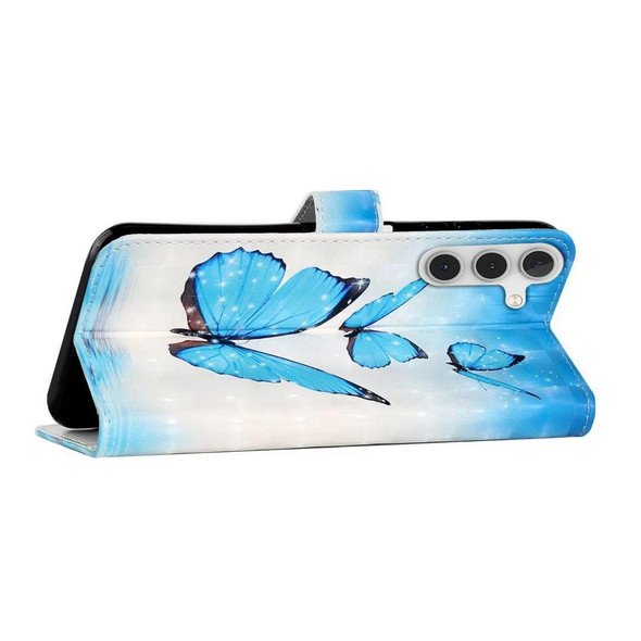 For Samsung Galaxy S23 FE 5G Oil Embossed 3D Drawing Leatherette Phone Case(3 Butterflies)