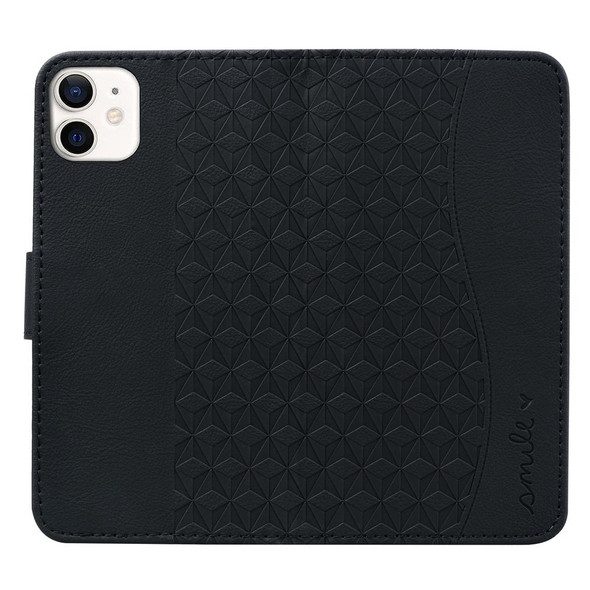 For iPhone 11 Business Diamond Buckle Leatherette Phone Case with Lanyard(Black)