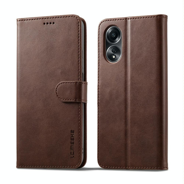 For OPPO A18 4G / A38 4G LC.IMEEKE Calf Texture Horizontal Flip Leatherette Case(Brown)