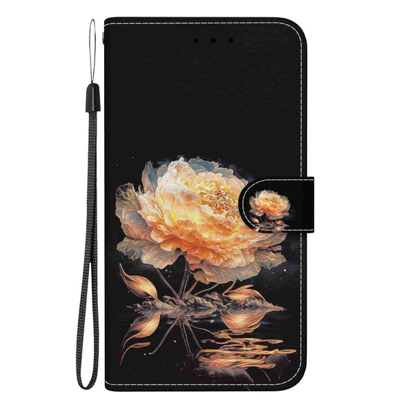 For Tecno Camon 18 Premier Crystal Texture Colored Drawing Leatherette Phone Case(Gold Peony)