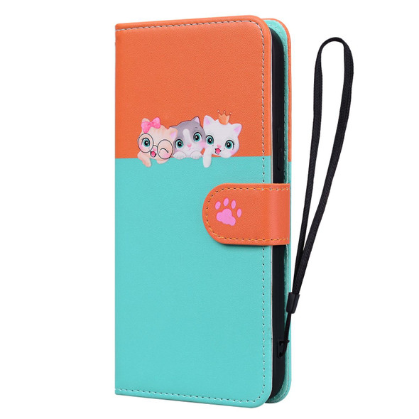 For iPhone SE 2022 / 2020 / 8 / 7 Cute Pet Series Color Block Buckle Leatherette Phone Case(Sky Blue)