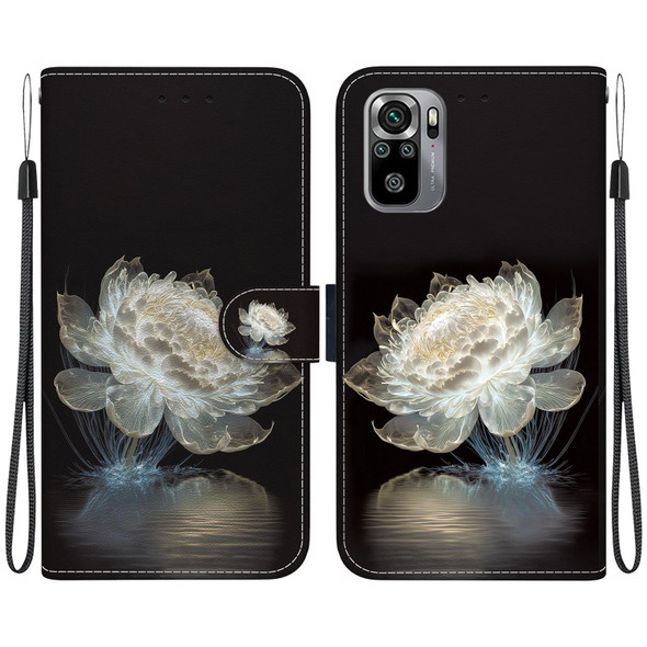 For Xiaomi Redmi Note 10 4G / Note 10S Crystal Texture Colored Drawing Leather Phone Case(Crystal Peony)