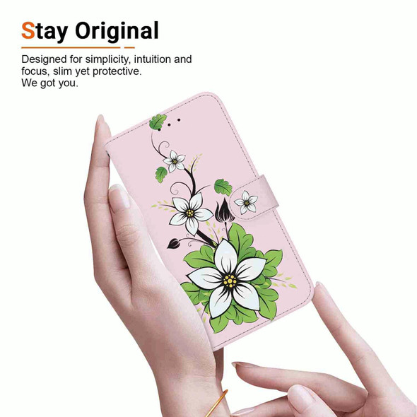 For Motorola Edge 20 Pro Crystal Texture Colored Drawing Leatherette Phone Case(Lily)