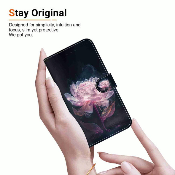 For Xiaomi 12 Pro Crystal Texture Colored Drawing Leather Phone Case(Purple Peony)