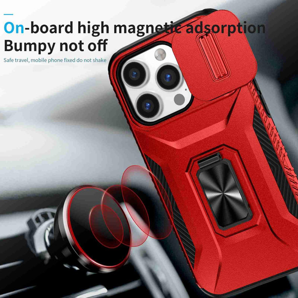 For iPhone 13 Pro Max Sliding Camshield Holder Phone Case(Red)