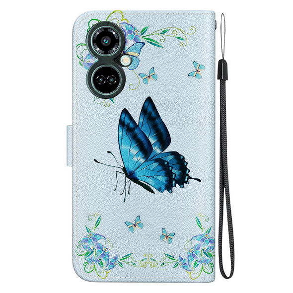 For Tecno Camon 19 Pro 5G Crystal Texture Colored Drawing Leatherette Phone Case(Blue Pansies)