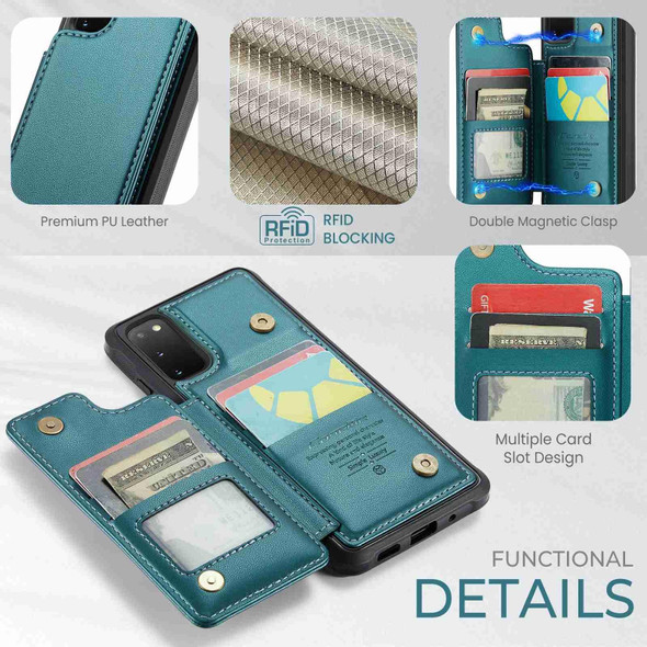 For Samsung Galaxy S20 FE CaseMe C22 Card Slots Holder RFID Anti-theft Phone Case(Blue Green)