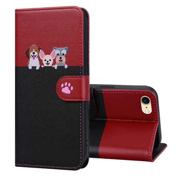 For iPhone SE 2022 / 2020 / 8 / 7 Cute Pet Series Color Block Buckle Leatherette Phone Case(Black)